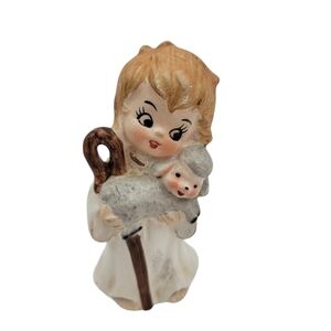 Vintage Josef Originals 4" Shepherd with Lamb Figurine